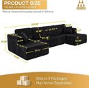 HYJT-H&K Modular Sectional Sofa Cloud Secttional Couch, 132" Comfy U Shaped Couches for Living Room, Deep Seat Memory Foam Fluffy Plush Corduroy Boneless Couch Sectionals with Chaise, Black by CozyNest Decor