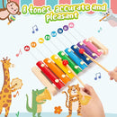 LovesTown Wooden Xylophone Musical Toy, 8 Rainbow Keys, 2 Mallets, Educational Instrument for Toddlers by TinyTreasures Baby Boutique
