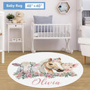 Personalized Floral Animal Crib Bedding Set, 5 Pcs Custom Baby Crib Set with Name, Double Layer Nursery Bedding Set, Soft Baby Bedding Crib Set for Girls, Customized Gift for Toddler Infant by TinyTreasures Baby Boutique