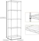 5 Tiers Shelf Metal Storage Shelves Wire Rack Closet Organizers with Wheel for Garage Kitchen Bathroom Laundry Chrome 11.8" D x 17.7" W x 55" H by CozyNest Decor