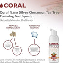Coral Nano Silver Foaming Cinamon Tea Tree Toothpaste, Natural Fluoride Free Toothpaste, SLS and Glycerin Free - 4 Ounce by CozyNest Decor