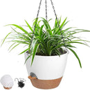 Hanging Planters for Indoor Outdoor Plants, 1 Set Self Watering Hanging Pot with Drainage Holes & Removable Tray (White-12inch, 12'') by GreenHaven Gardens