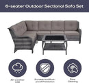 Outdoor Furniture Sectional Sofa L Shaped Couch - Patio Wicker Furniture Set with Coffee Table, 3 Piece Rattan Patio Conversation Sets with Gray Cushion for Deck Backyard Sunroom by GreenHaven Gardens