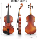 3/4 Violin Kit, Beginner Violin for Kids, Students, Complete Kids Violins Set with Case, Bow, Rosin, Ideal for Kids Violinss Beginner Ages 9-12, Brown by TinyTreasures Baby Boutique