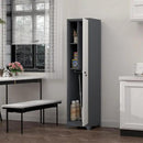 Storage Cabinet,Slim Broom Closet Storage Cabinets with Lockable Doors,Narrow Utility Cabinets with Hanging Rod,Tall Broom Closet for Laundry,Home Office,Grey-White by CozyNest Decor