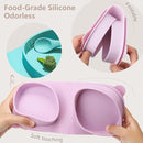 Silicone Foldable Novelty Dinner Plates,Suction Plates for Baby Travel Essential with Forks and Spoons,Microwave & Dishwasher Safe,Purple by TinyTreasures Baby Boutique