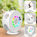 Bubble Machine Automatic LED Lights Bubble Blower for Kids Rechargeable Portable Bubble Maker Auto Rotating 90°/360° Outdoor Birthday Party Wedding (Led White) by TinyTreasures Baby Boutique
