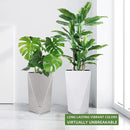 Dexceder 24 Inches Tall Self Watering Planter Diamond High Gloss Indoor Outdoor, Thickened Rhombus Large Floor Standing Flower Plant Pot with Water Level Indicator (White) by CozyNest Decor