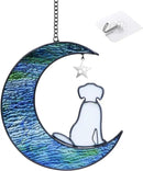 Stained Glass Dog Suncatcher Memorial Gifts for Loss of Dog,Window Hanging Decor Dog Suncatcher Sympathy Gift,Dog Ornaments Bereavement Gifts,Pet Loss Gifts,in Memory of Dog Passing Away Gifts