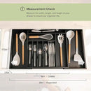 Premium Silverware, Flatware and Utensil Organizer for Kitchen Drawers, Food-Safe Contract Grade, Expandable from 16 to 28 In, Black Bamboo by CozyNest Decor