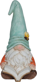 Alpine Corporation MCC844 Indoor/Outdoor Gnome Reading a Book Garden Statue, Charming Gnome Statue with Hat, 20" H, Turquoise by GreenHaven Gardens