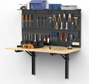 Ultrawall Wall Mounted Workbench with Pegboard, Folding Down Work Table Metal Pegboard Wall Organizer for Garage, Workshop, 48”X24” by GreenHaven Gardens