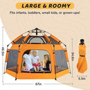 Baby Pop Up Playpen with Canopy, Pop Up Baby Pop Up Tent with Safety Lock, Portable Toddler Play Yard with Travel Bag, 6 Ground Stakes, 6 Sand Stakes by TinyTreasures Baby Boutique