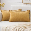 MIULEE Pack of 2 Couch Throw Pillow Covers 12x20 Inch Gold Farmhouse Decorative Pillow Covers with Stitched Edge Soft Chenille Solid Dyed Fall Pillow Covers for Sofa Bed Living Room by CozyNest Decor