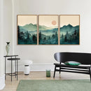 SIGNINART Large Boho Mountain Framed Canvas Wall Art Set, Nature Pine Tree Wall Painting, Abstract Foggy Forest Wall Decor, Modern Sunrise Art Prints for Bedroom Living Room and Office - 16"x24"x3 by CozyNest Decor