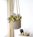 Flexzion Hanging Plant Basket (2 Pack) Cotton Rope Basket Indoor Planter Hanger (up to 7 Inch Flower Pot) Macrame Woven Organizer Bin Home Decor Storage Organizer 20" Hanging Rope, Brown by GreenHaven Gardens
