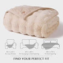 EVERGRACE Ultra Soft Luxury Fluffy Ridgeline Faux Rabbit Fur Throw Blanket, Thick Warm Bubble Throw for Bed, Cozy Plush Reversible Blankets for Couch, Chair, Sofa, Cream, 80x90 Inches, 870 GSM by CozyNest Decor