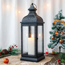 TRIROCKS Rustic Style Metal Candle Lantern 19'' High Decorative Hanging Lantern Candle Holder with Tempered Glass for Christmas Living Room Garden Yard Patio Parties Events Indoors Outdoors(Black) by CozyNest Decor