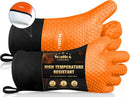 Walfos Silicone BBQ Gloves - Heat Resistant Grilling Gloves, Premium Non-Slip Kitchen Oven Mitt with Protective Cotton Layer Inside, Waterproof, Great for Grilling, Kitchen and Cooking, Orange by GreenHaven Gardens