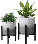 10 & 12 Inches Planters with Metal Sand for Indoor Plants Set of 2,Decorative Plant Pots with Holder, Outdoor Flower Pots with Legs, Modern Garden Pot with Drainage Holes for Snake Plant, House plants by CozyNest Decor