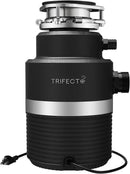 Trifecte Series 1 HP Continuous Feed Garbage Disposal with Sound Reduction, Power Cord, Stainless steel Flange,Splash Guard, Wrench Included, Black by CozyNest Decor