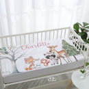 Personalized Nursery Crib Bedding Set: Custom Name 5 Piece Baby Crib Sets with Cute Sika Deer & Fox Pattern - Toddler Double Layer Blanket Set, Comfortable Crib Bed Sheets for Baby Grils by TinyTreasures Baby Boutique