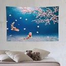 Japanese Koi Fish Tapestry, Cherry Blossoms Asian Oriental Blue Floral Branch Koi Fish Carp Tapestries Wall Hanging for Bedroom Living Room Office Decor 60"x40" by CozyNest Decor