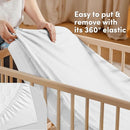 Sweety Fox 2-Pack Cotton Jersey Crib Sheets – Soft Fitted Sheets for Boys and Girls, Mini Crib Sheets, Toddler Bed Sheets (White) by TinyTreasures Baby Boutique