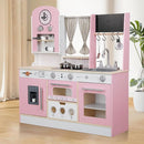 Kids Kitchen playset, Wooden Play Kitchen, Height Adjustable, Comes with Various Kitchen Accessories, Ideal Role Play Toy Gift for Toddlers and Kids Ages 3-8 (Pink) by TinyTreasures Baby Boutique