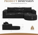 Modular Sectional Sofa with L-Shape Chaise,Cloud Sectional Modern Sleeper Couch with Deep Seat,Sponge Compression Sofas No Assembly Required(Black-Corduroy Fabric) 1PCS by CozyNest Decor