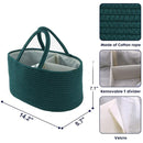 Baby Diaper Caddy Organizer for Girl Boy Rope Nursery Storage Bin Basket Portable Holder Tote Bag for Changing Table Car Travel Baby Shower Gifts Newborn Essentials Registry Must Have Items Dark Green by TinyTreasures Baby Boutique