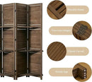 Room Divider with Shelves, 5.6 Ft Tall Folding Wood Screen with Double Hinges for Home Office Bedroom Hotel Decoration (4 Panels, Brown) by CozyNest Decor