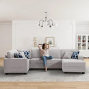 L Lengend Vansen Modular Sectional Sofa U Shaped Couch with Ottoman Modern Reversible Corner Sectional Couch for Living Room (Light Grey, U Shaped Sofa-1) by CozyNest Decor