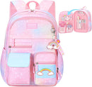 Kawaii Backpack, Pink Backpack for Girls, Kid Starry Rainbow Bookbag, Cute Backpack for Kids, Aesthetic Backpack, Pink by TinyTreasures Baby Boutique