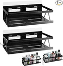 Spice Rack for Rrefrigerator Kitchen Home Organization and Storage Adhesive Rack (2 Pack,Black) by CozyNest Decor