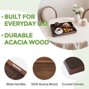 Acacia Wood Serving Tray with Handles, 17 Inch Wooden Tray for Ottoman, Breakfast, Lunch, Dinner, Decorative Rectangular Tray for Living Room, Kitchen Counter, Outdoor by CozyNest Decor