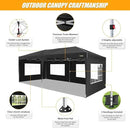 HOTEEL 10x20 Pop up Canopy with 6 Sidewalls, One Push Instant Setup Outdoor Canopy Tent with Reinforce Rod, Weight Bag, for Parties, Events, Black by GreenHaven Gardens