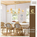 6 Light Boho Rattan Chandelier 44'' Brass Gold Chandelier Light Fixture Hand Woven Dining Room Chandeliers for Entryway Bedroom Living Room Bathroom by CozyNest Decor