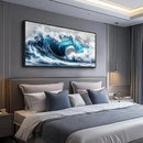 PHAOHUAXM Blue Wave lPaintings Wall Art For Living Room Wall Decor For Bedroom Ocean Inspiration Wall Pictures Office Decor Posters Modern Printing Canvas Artwork Home Decor Black Framed 20x40 In by CozyNest Decor