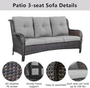 5 Piece Outdoor Patio Furniture Set - Wicker Furniture Patio Conversation Set, Outdoor Swivel Rocker Chairs with 3-Seater Sofa and 2 Ottomans for Small Space, Gray Cushion by GreenHaven Gardens