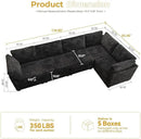 HOOOWOOO Modular Sectional Sofa,5 Pieces Sectional Couches for Living Room,131X66 L Shaped Cloud Couch Set(Black Velvet Corduroy) by CozyNest Decor