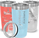 Personalized Tumbler, Custom Travel Coffee Mug, Laser Engraved Insulated Double Wall Stainless Steel Coffee Mug, Gift for Her, Closing Lid Included (Light Blue, 20oz) by TinyTreasures Baby Boutique