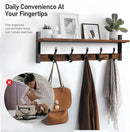 Tatub 29" Rustic Coat Rack Wall Mount with Shelf, Entryway Wall Hooks with Shelf, Coat Hangers for Bathroom, Living Room, Bedroom, Rustic Black by CozyNest Decor