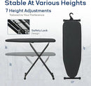 Ironing Board 43x13 with Iron Rest, RAINHOL Compact Iron Board Full Size with Thick Cover and Pad, Easy Storage Hanger with Heat-Resistant Silicone Pad, Space Saving and Height Adjustable, Black by CozyNest Decor