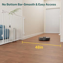 Cumbor 31.6-48" No Bottom Bar Baby Gate for Stairs, 2-in-1 Auto Close Dog Gate Indoor, Hardware Mounted Pet Gate for Doorways with Large Walk Thru Door, Child-Proof Safety Gate for Kids (White) by TinyTreasures Baby Boutique