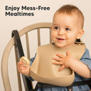 KeaBabies 2-Pack Silicone Baby Bibs for Eating - Sturdy Food-Grade Silicone Bibs for Babies Girl, Boy, Large Food Catcher, Clean & Put On Easily, Waterproof Toddler Feeding Essentials (Terracotta) by TinyTreasures Baby Boutique