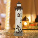 Linfevisi Wood Lighthouse Decor Rustic LED Light House Decor Wooden Decorative Nautical Lighthouse Statue Coastal Beach Themed Lighthouse Handcrafted Tabletop Decoration Home Bathroom (14.75") by CozyNest Decor