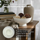 White Ceramic Fluted Decorative Bowl - 8 inch Fruit Footed Bowl for Kitchen Counter, Modern Key Pedestal Ruffle Bowl for Entryway Table & Home Organization-Fits Bread, Fruits, Salad or Popcorn by CozyNest Decor