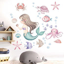 Mermaid Wall Stickers for Girls Bedroom: Peel and Stick Under The Sea Turtle Marine Ocean Fish Starfish Shell Wall Decals - Baby Nursery Girl Room Toddler Room - Kids Supplies Ages 1-12 Year by TinyTreasures Baby Boutique