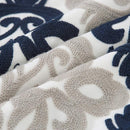HWY 50 Navy Blue Decorative Throw Pillow Covers 18x18 Inch (1 Piece), Embroidered Cotton Farmhouse Cushion Cover Pillow Case for Sofa Couch Living Room Bed Bedroon, Floral Geometric by CozyNest Decor